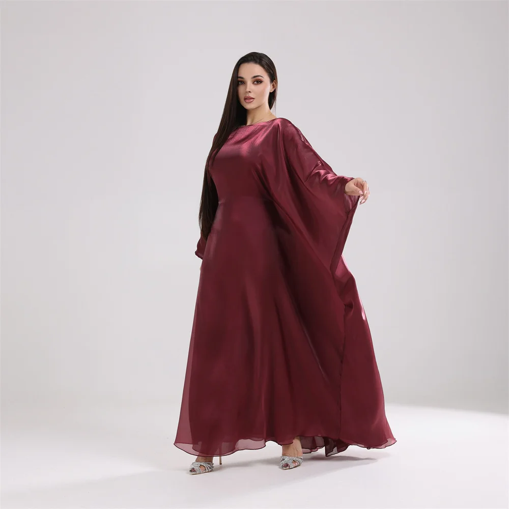 2024 Muzułmańskie islamskie arabskie abaje dla kobiet Eid Modest Satin Khimar Abaya Damen Dubai Luksusowa sukienka Kaftan Robe Femme Musulmane