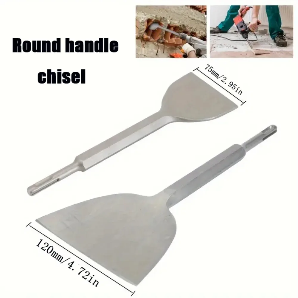 Cincel grande con mango redondo, pala plana ultrafina, pala para cemento, mango redondo, martillo eléctrico, broca, cincel de pala