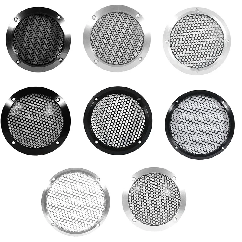 Aluminum Car Tweeter Speaker Grill Cover Full Metal Mesh Grille For Audio Enhancement 3.5Inch Silver