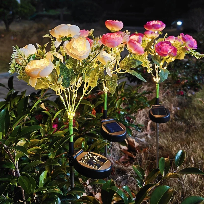 

Nice Solar Garden Lawn Lamp Camellia Buds Flower Lantern For Outdoor Yard Patio Flowers Light Holiday Party Solar Lighting Decor