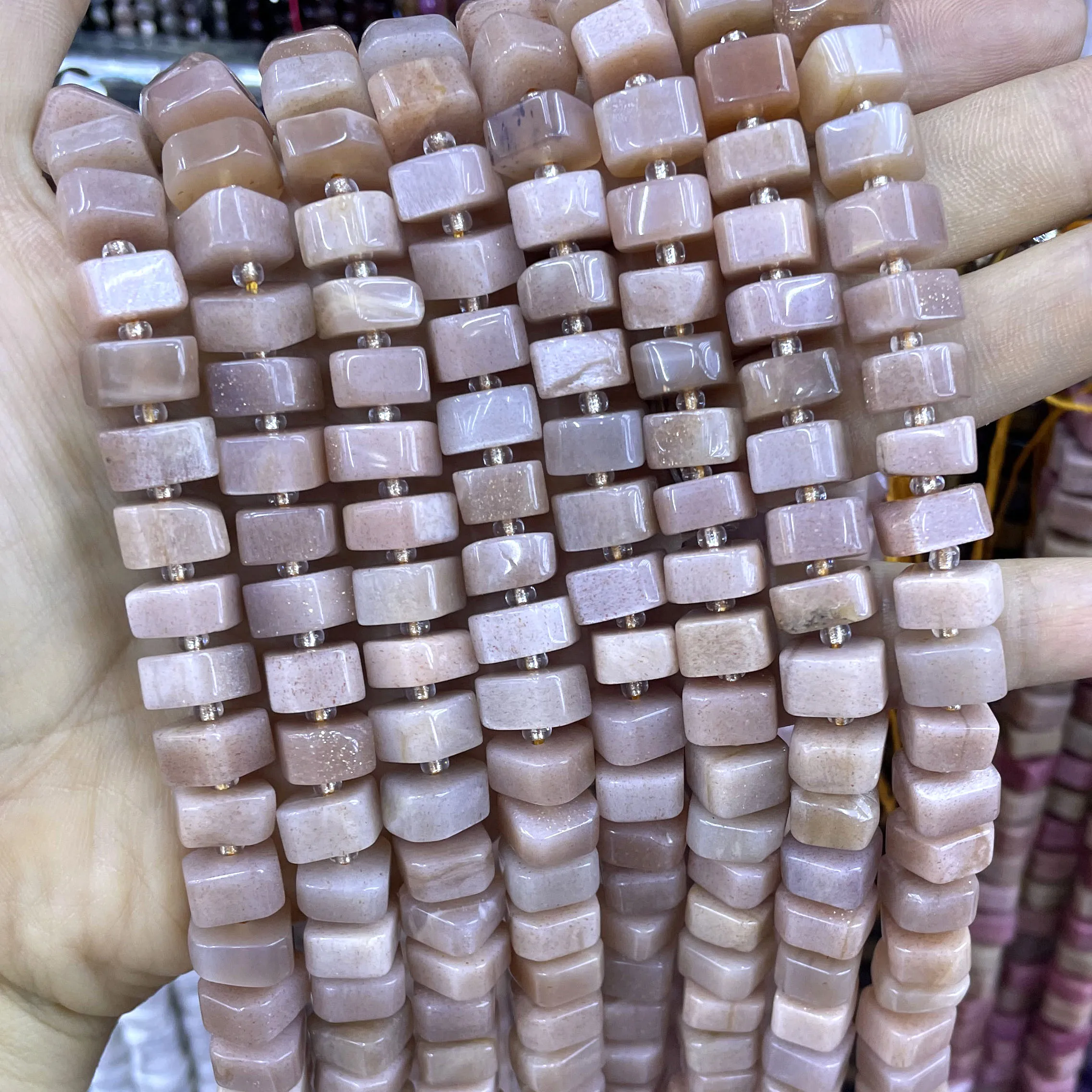 6X10MM Naturstein, unregelmäßige Erdbeerquarz-Perlen, lose Spacer-Perlen für Schmuckherstellung, Charme, DIY-Armbänder, Halskettenzubehör – Detail 11
