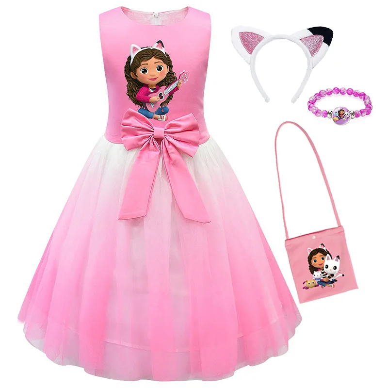 

Gabbys Dollhouse Baby Girls Princess Lace Dress Gabby Cat Birthday Party Halloween Christmas Cosplay Costume For Little girl