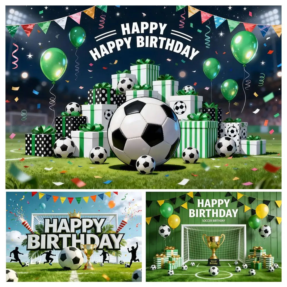 

Football Birthday Party Backdrop Soccer Field Stadium Kids Portrait Birthday Decor Photography Background Banner Photo Studio