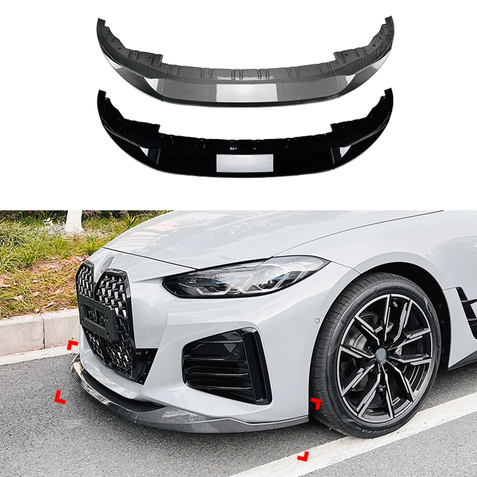 

Front Bumper Spoiler Lip Carbon Fiber Look/Gloss Black Splitter For BMW 4 Series G26 M Sport M440i i4 M50 Gran Coupe 2020-2024