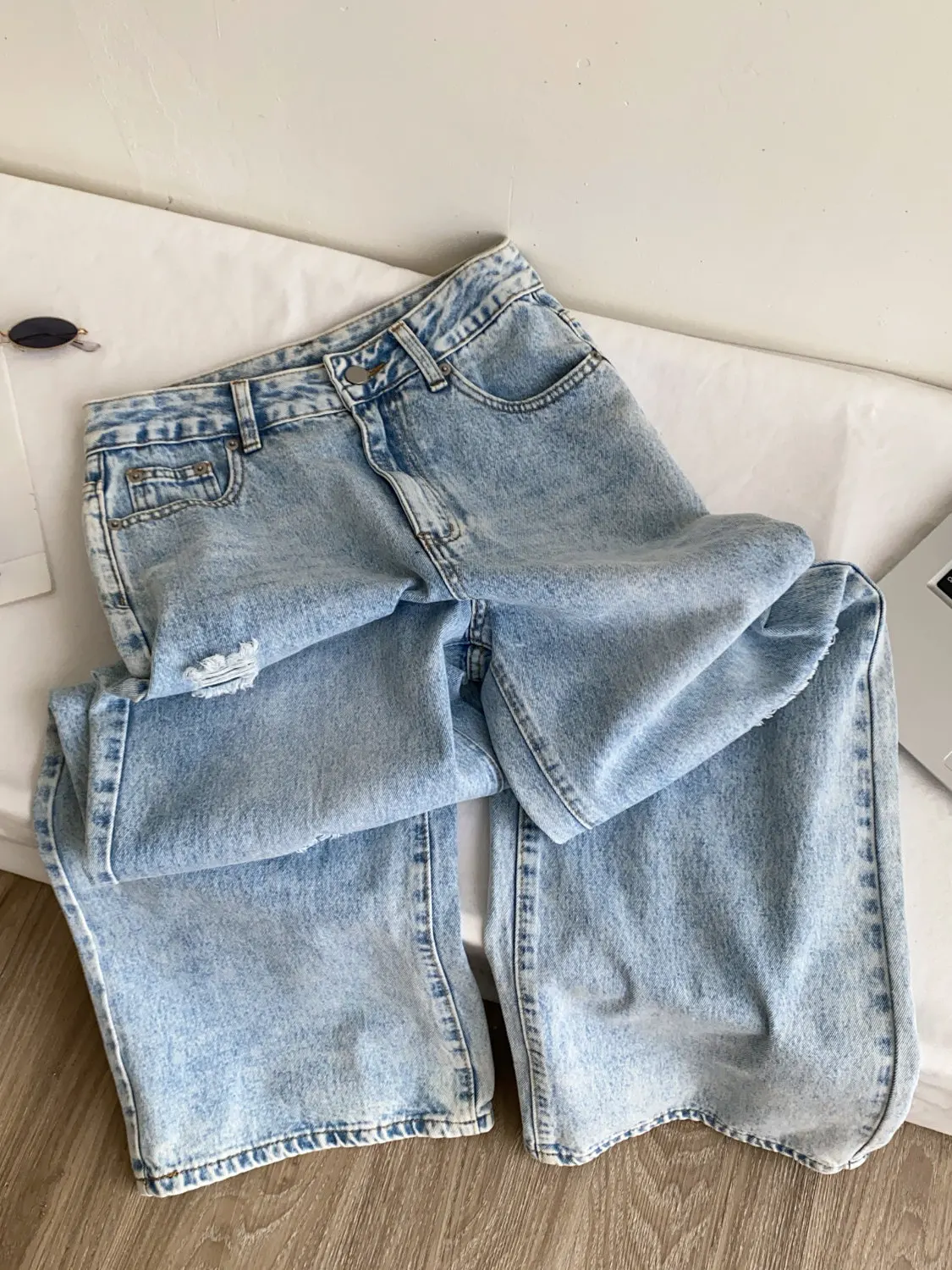 Women Blue Y2k Gyaru Ripped Jeans Vintage Hiphop Grunge Punk Alternative Oversize Jean Pants Baggy Wide Leg Denim Trousers 2026