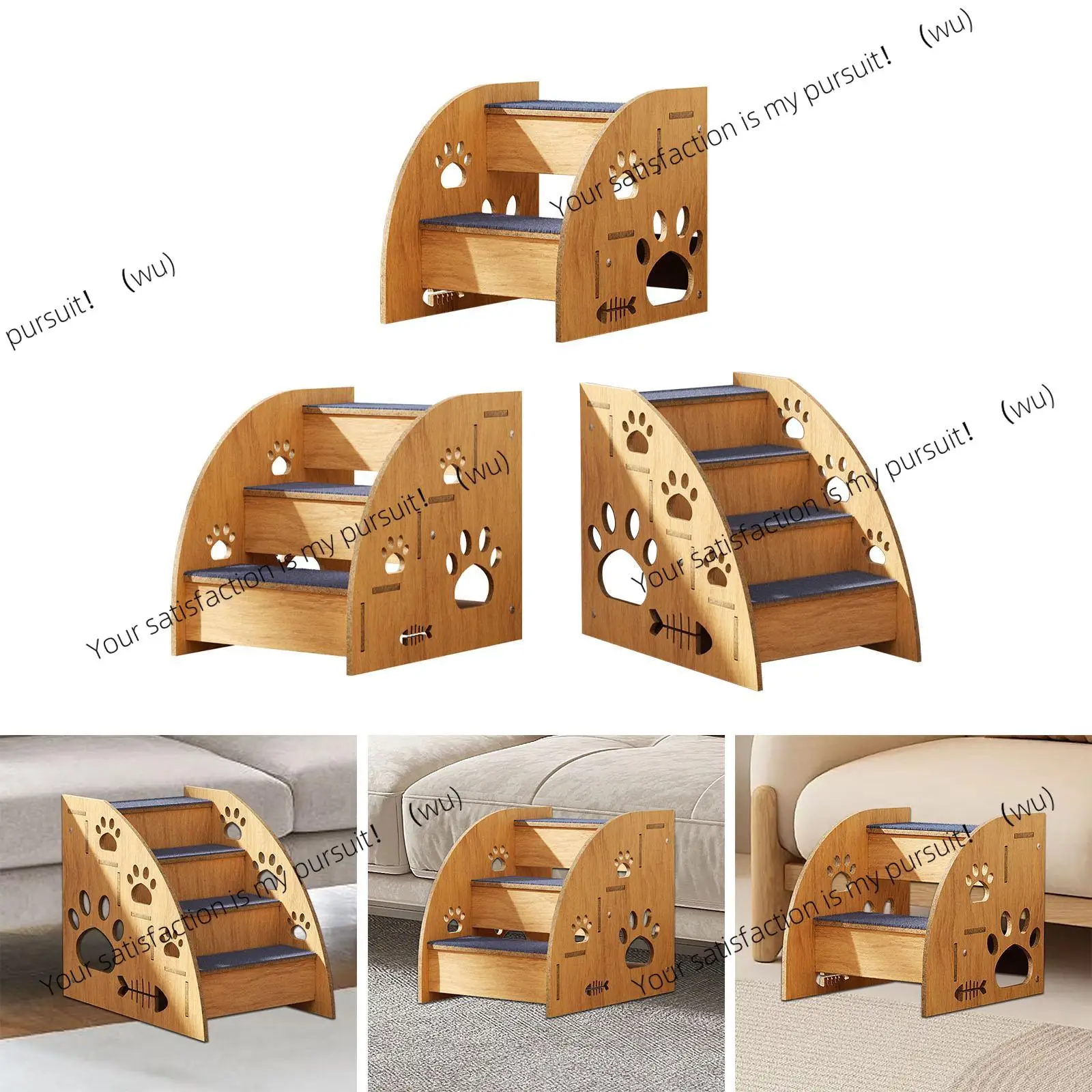 Wooden Pet Stairs Non Slip Pet Supplies Soft Dog Climbing Ladder for Small Pets Small Dogs Cats Small and Older Animals Home