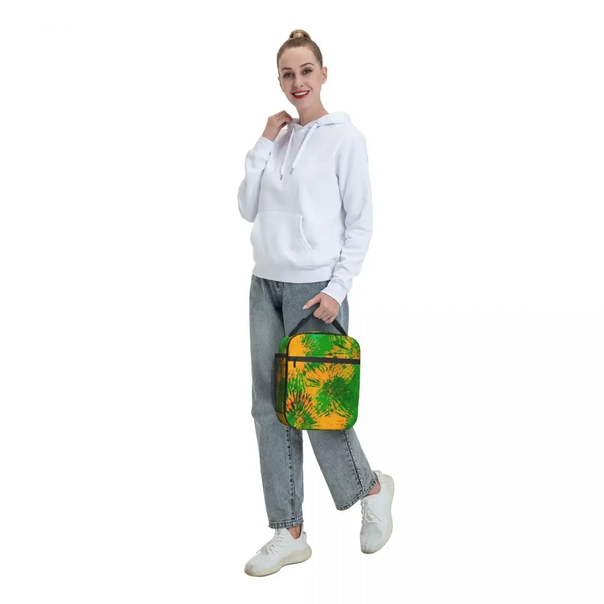 Lunch Bag Tie Dye Träume bequeme Lunchbox für Schüler gelb und grün Schule Kühltasche Kawaii Oxford Thermal Lunch Bags