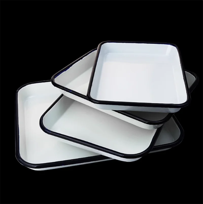 Thickened enamel square tray for color adjustment Enamel tray Laboratory chemical disinfection tray Enamel tray