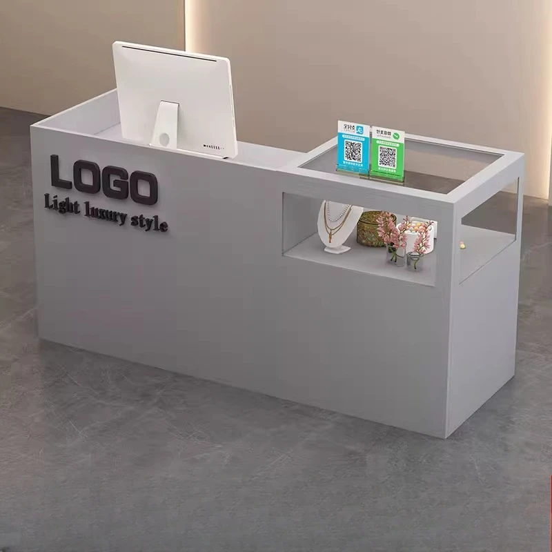 オーガナイザーがデザインしたレセプションデスク、モダンなショップ、ビューティーバー、高級ホテルのレセプションデスク、レストランのモストラドール、トレンディな家具
