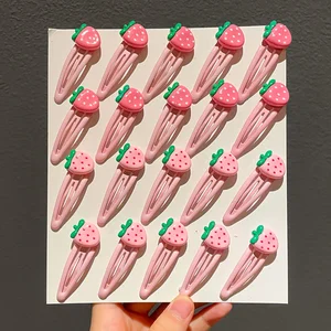 10pcs/20pcs 여성의 달콤한 딸기 헤어핀 여성 부러진 머리가 작은 클립 머리 장식 10 최고의 판매 딸기 헤어 클립 - №5