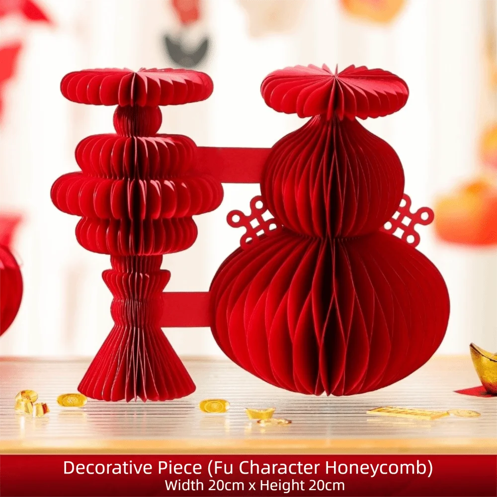 

Red Honeycomb New Year Decorations Paper with Tassel Christmas Tree Ornament Hanging Style Paper Honeycomb Lantern Patio Decor