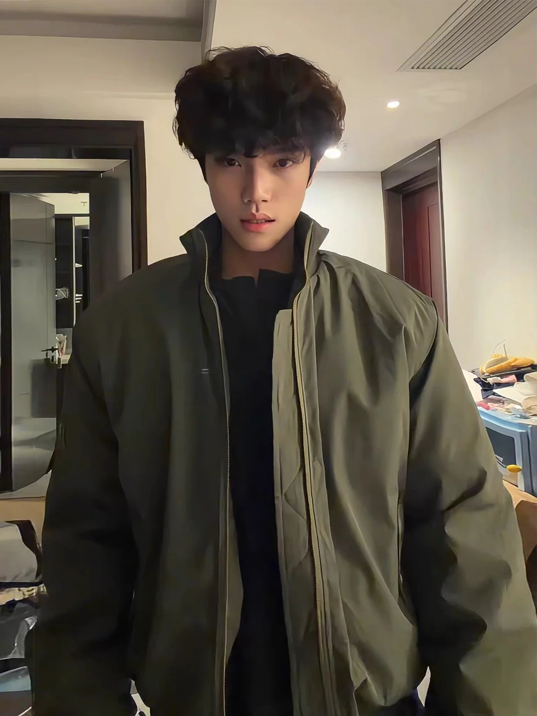 

Thiened Cotton Jaet Military een ort Flight Jaet Men's Winter Baseball Collar Workwear Cotton Coat Outerwear