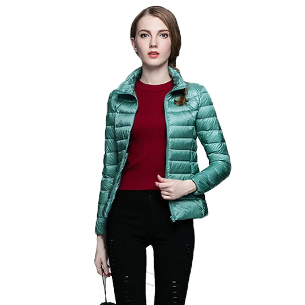 

Women Stand Collar Down Jacket 2023 Autumn Winter Ultralight Thin 90% White Duck Down Jackets Warm Portable Puffer Coats Outwear