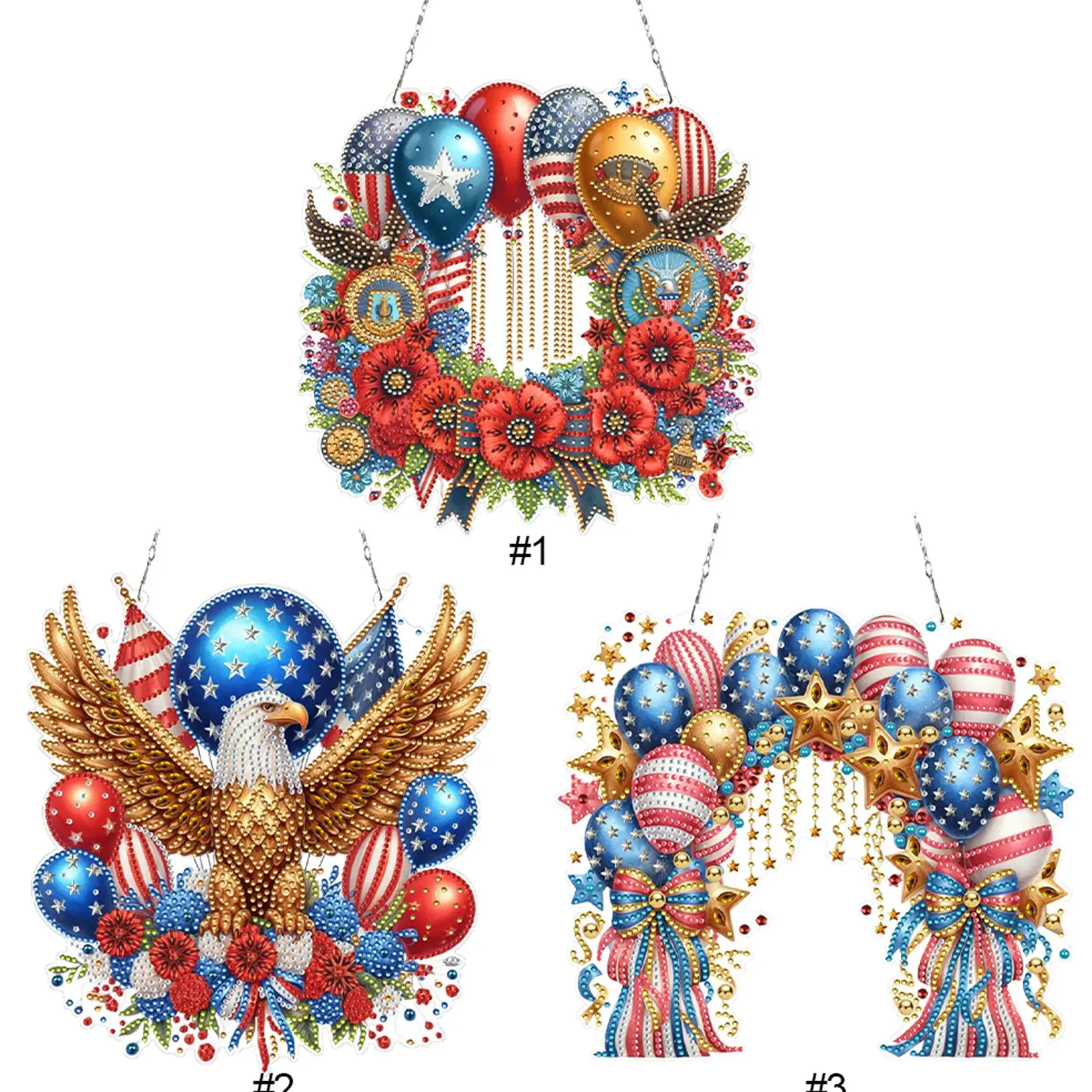 

Набор для алмазной мозаики: 2D плоские акриловые стразы для оконных подвесок и декора стен ко Дню независимости – для дома и окон