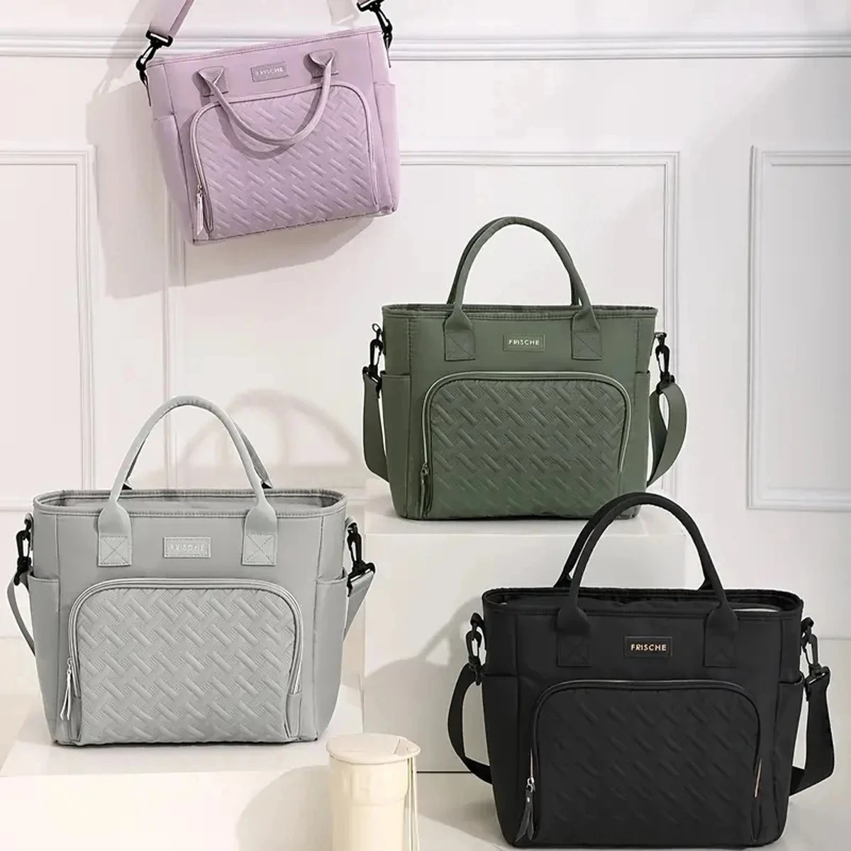 New Polyester Lunch Bag Leakproof Waterproof Insulated Cooler Bag Large Capacity Food Storage Bag for School Work Picnics Travel