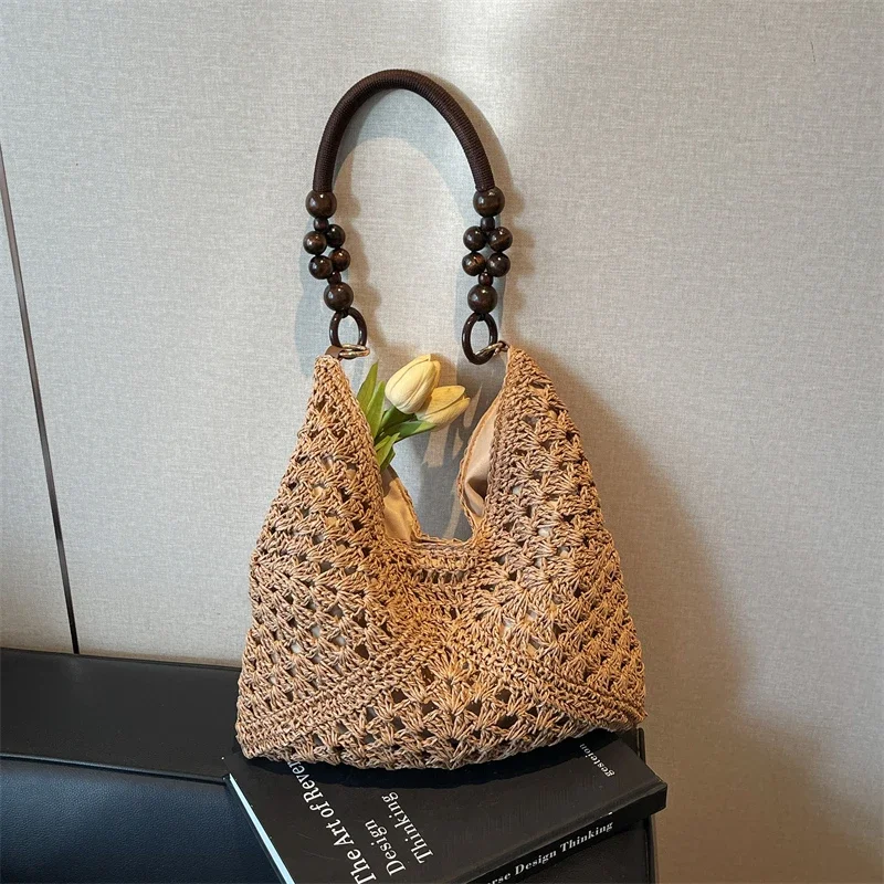 

Casual Versatile Hasp Straw Weaving Solid Color Shoulder Bags 2025 New High Quality for Women Personality Youth Handbags