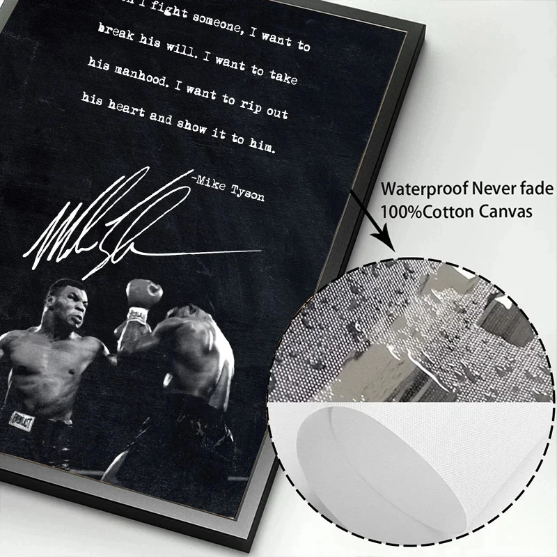 Black and White Boxing Legends Posters and Prints Mike Tyson Motivational Qoute Canvas Painting for Office Home Wall Art Decor
