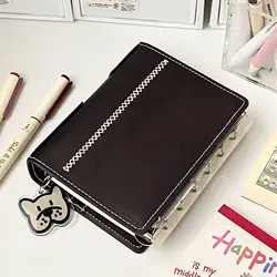 2 binders A7 notebook detachable loose-leaf dark brown notepad portable faux leather schedule planner,whith 80 pages