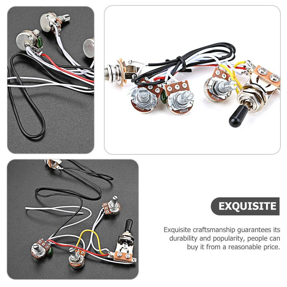 

Electric Guitar Toggle Switch Potentiometer Harness Pickup Wiring Durable Replacement Parts Metal Plastic
