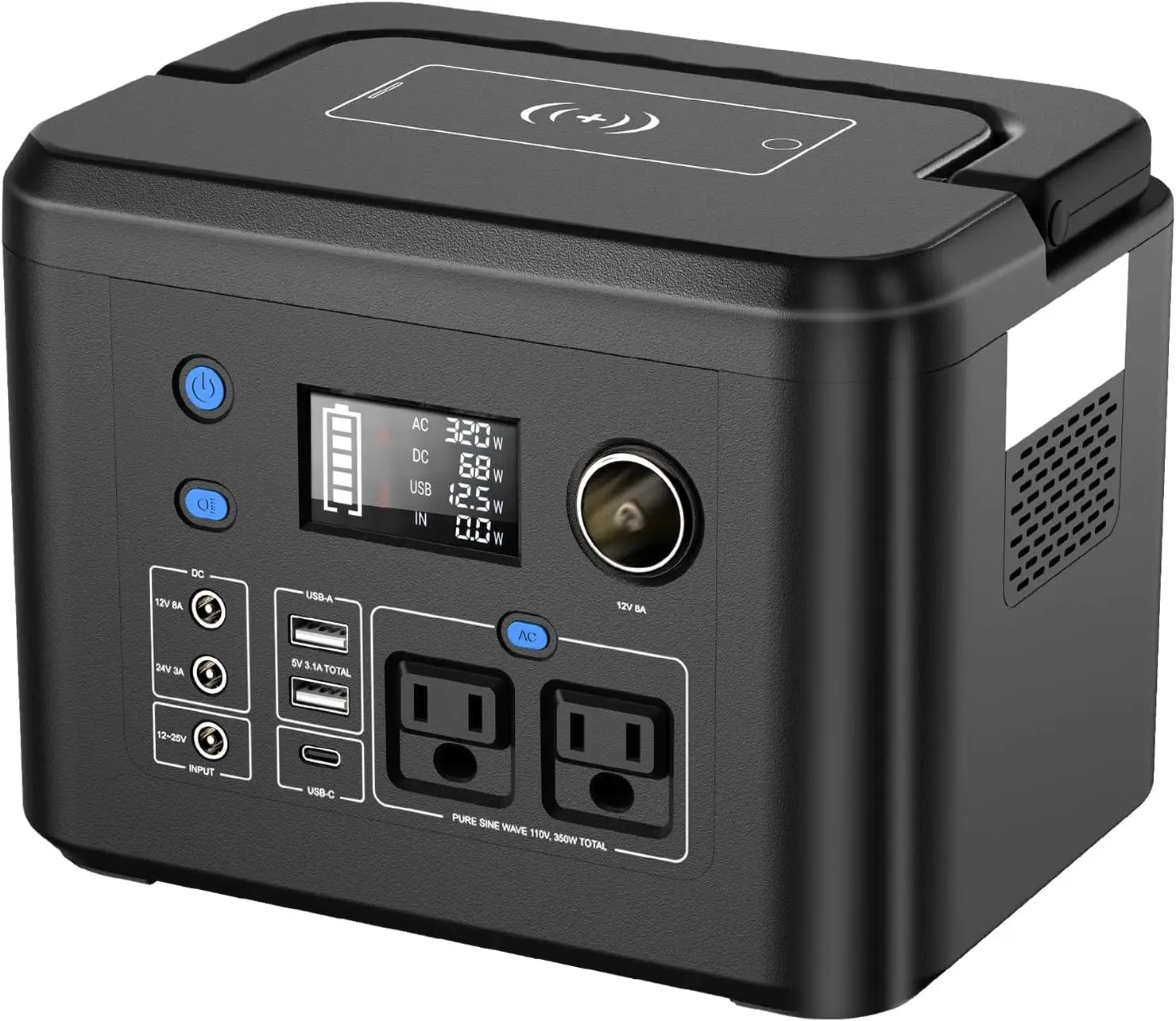 

Portable Power Station 350W, 260Wh/70,000mAh Backup Lithium Battery, 110V Pure Sine Wave Power Bank with 2 AC Outlets