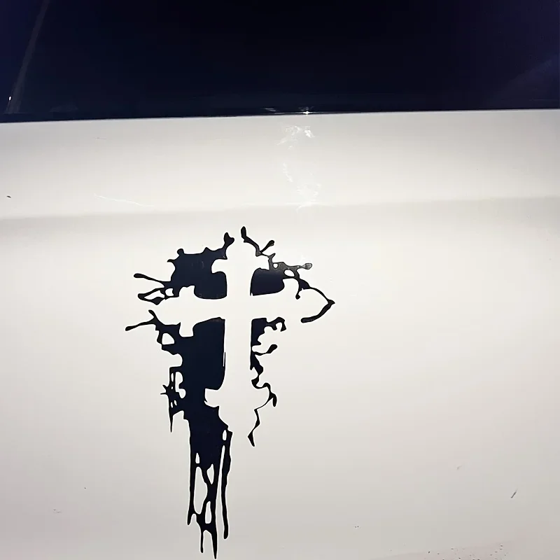 

Adhesive Decal for Car Decorative Cross Splash Style Sticker Black Pattern