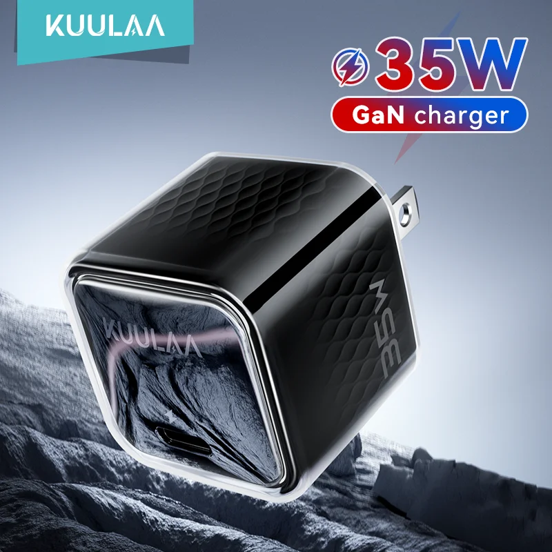 KUULAA USB C Charger 35W GaN Type C PD Fast Charging For iPhone 15 14 13 12 11 Pro Max For iPad Pro Air iPad Mini Huwei Xiaomi