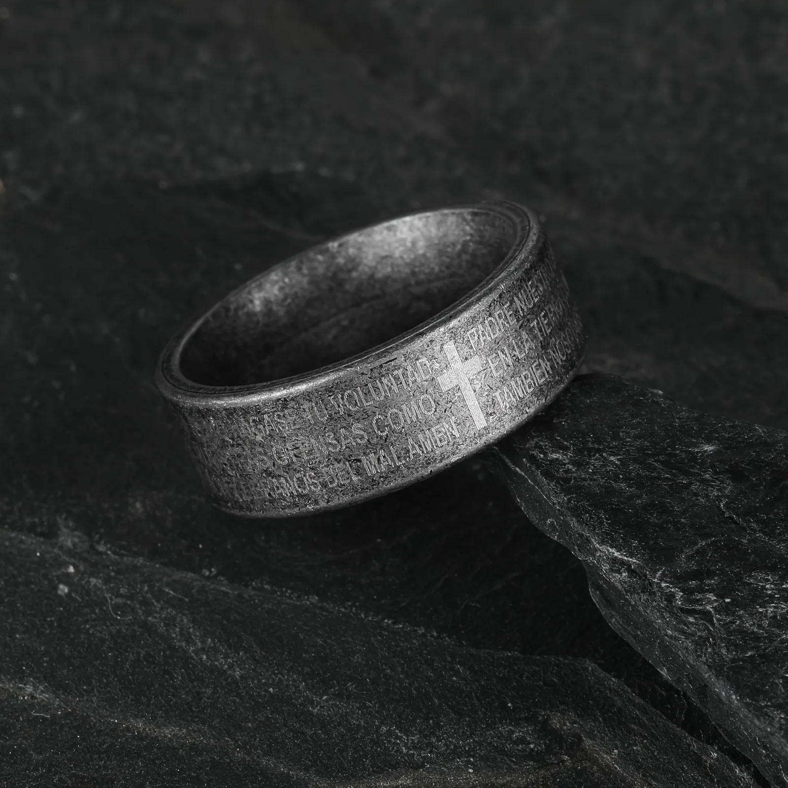Vintage Men's Stainless Steel Bible Verse Jesus Cross Rings For Men Christian Cross Religious Ring Men Amulet Jewelry Wholesale