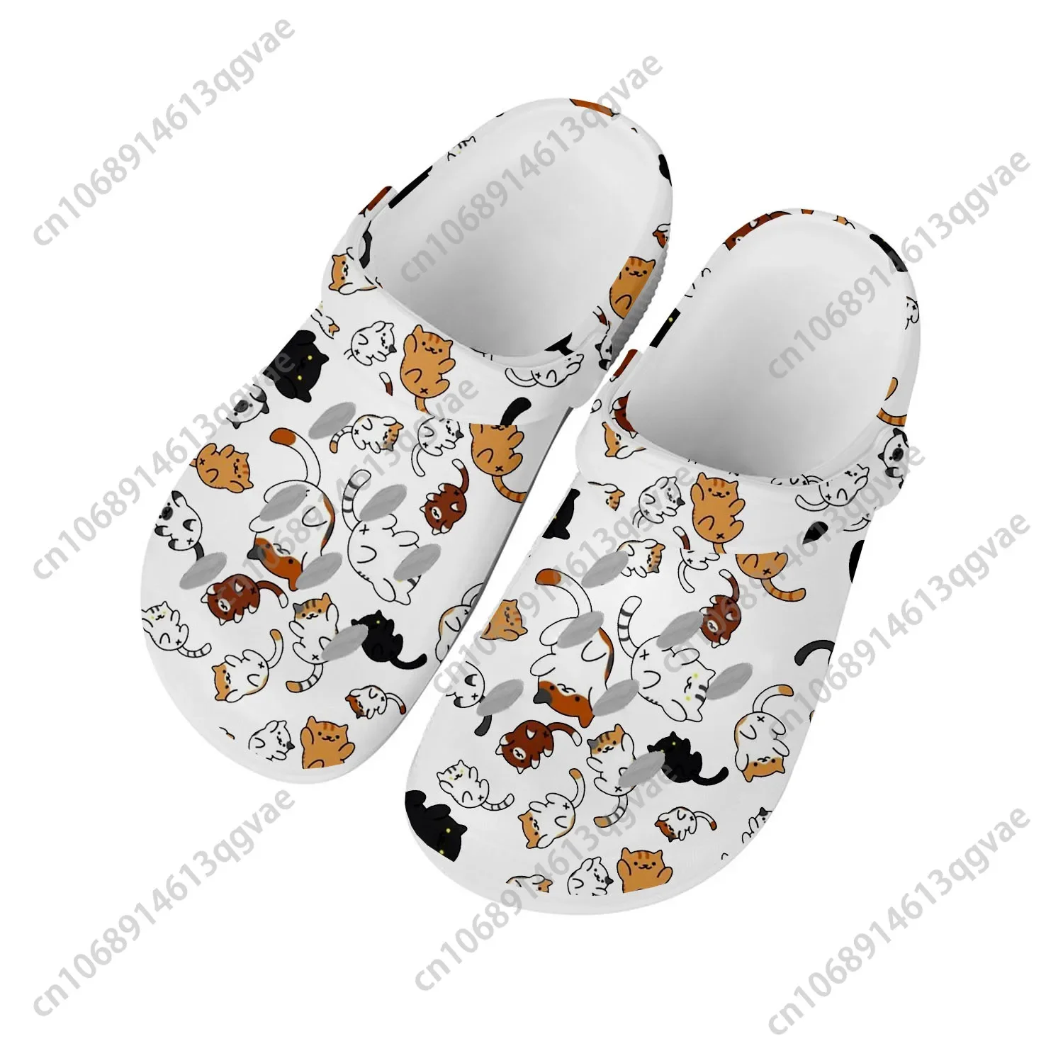 

Cute Fat Cat Pet Cat Home Clogs Custom Water Shoes Mens Womens Teenager Shoe Garden Clog Breathable Beach Hole Slippers White