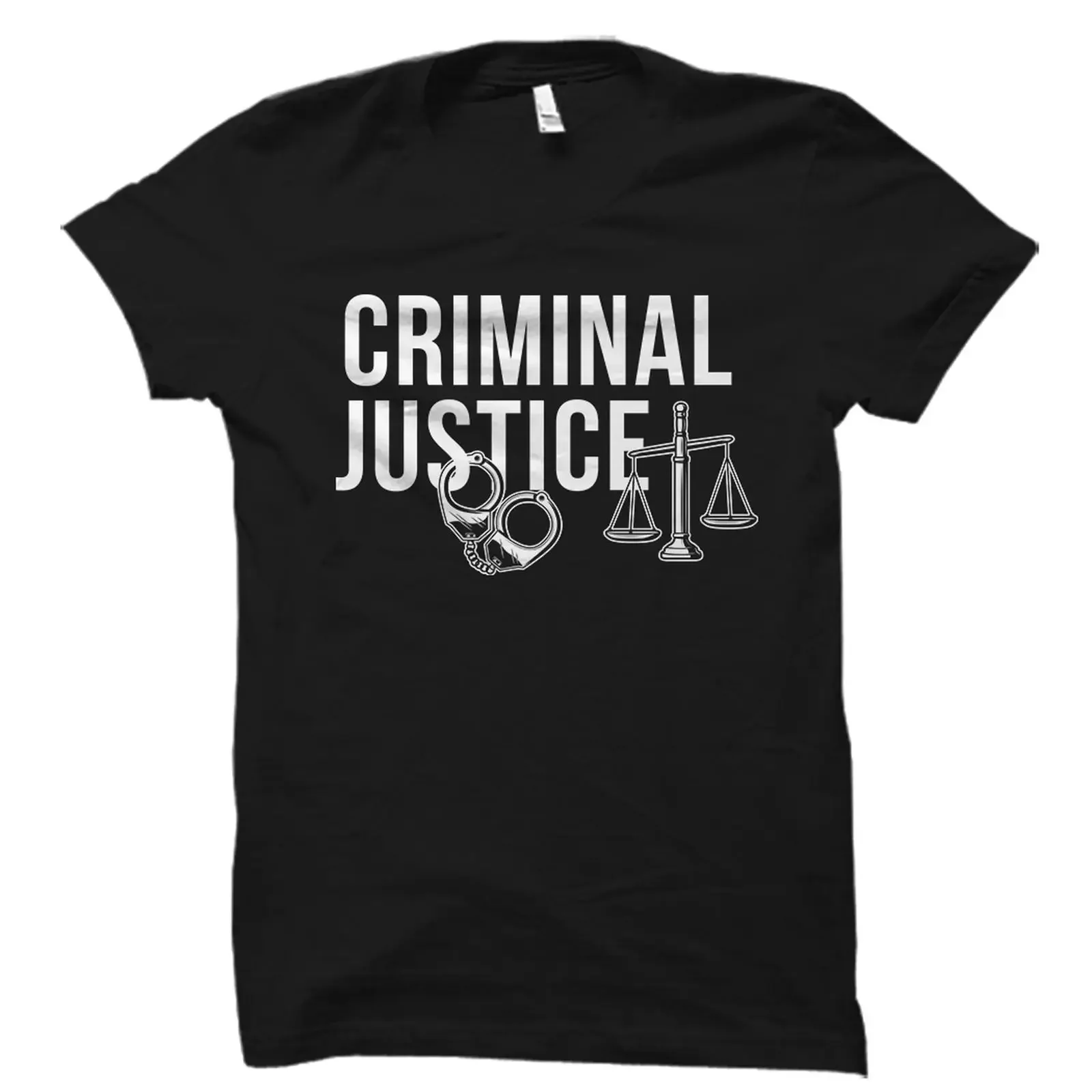 Criminal Justice T Shirt Law Student Lawyer Attorney Scales of Handcuffs OS4907 vintage Washed Comfortable homme
