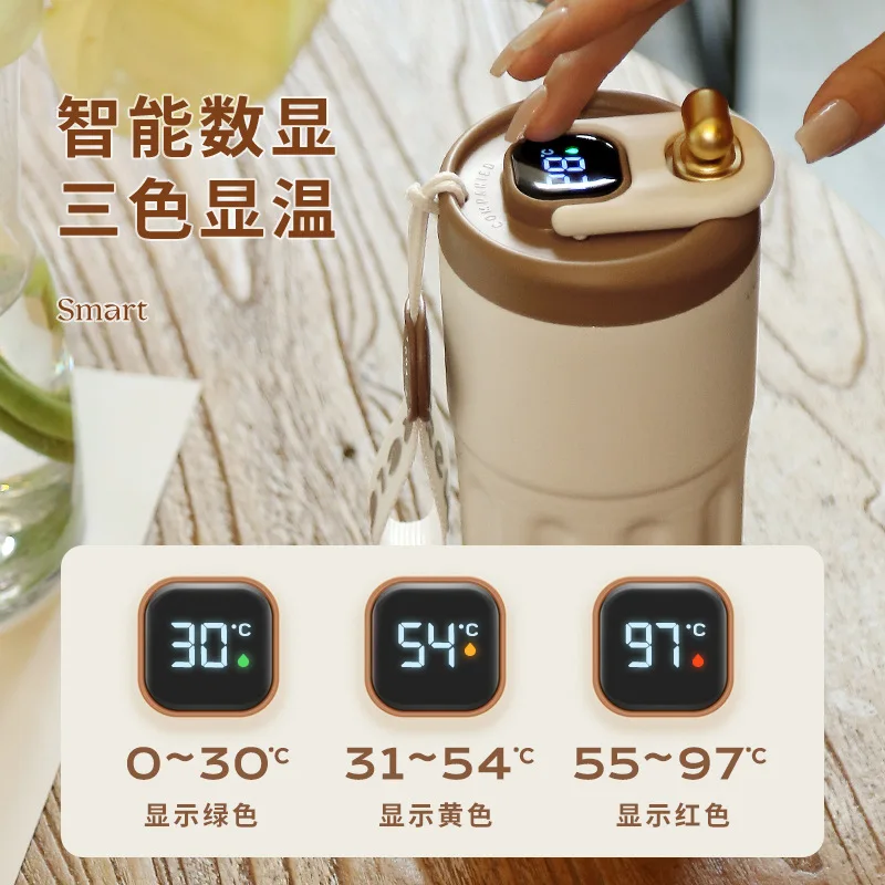 Xiaomi Smart Coffee Cup Ladies Accompanying Cup Summer Refrigerated Portable Stainless Steel Water Cup with Temperature Display