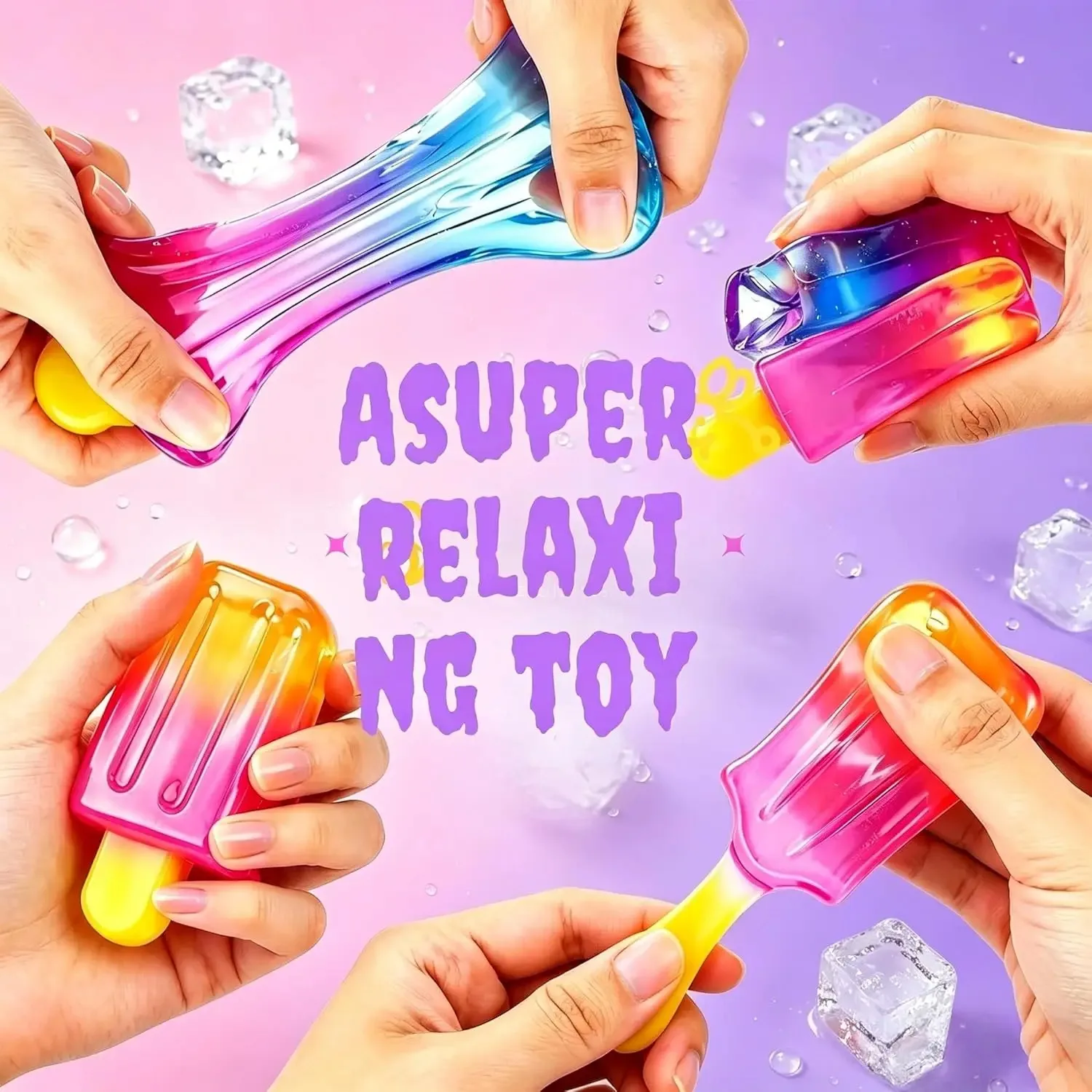 Ice Cream Squishy Toy Taba Popsicle Stretchy Summer Party Favor Stress Relief Fidget Toy Novelty Sensory Toy for Anxiety Relief