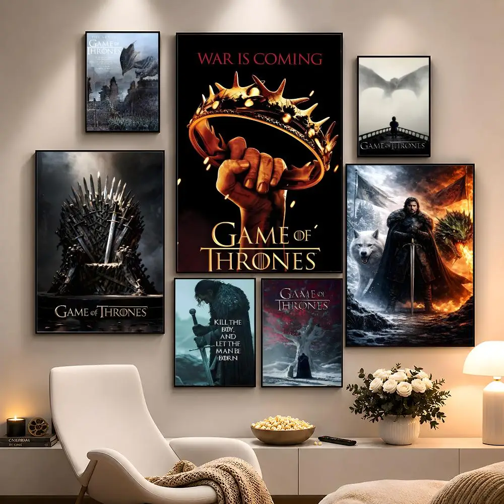 Series Game Of Thrones Fantasy Poster Peel And Stick Wall Art PP Waterproof HD Bedroom Living Room Home Decor Gift