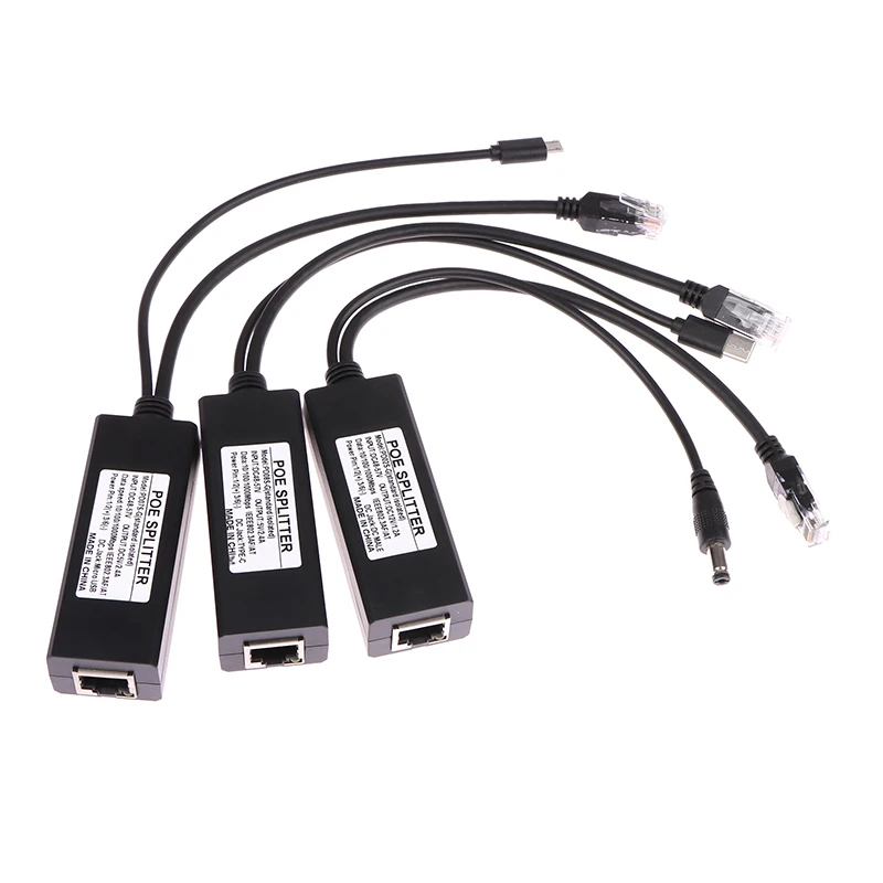 48V untuk 5V POE Splitter Gigabit mikro USB Tipe C Poe untuk Raspberry Pi 4 4B IEEE802.3af/at 1000M untuk Set Gateway-kotak atas