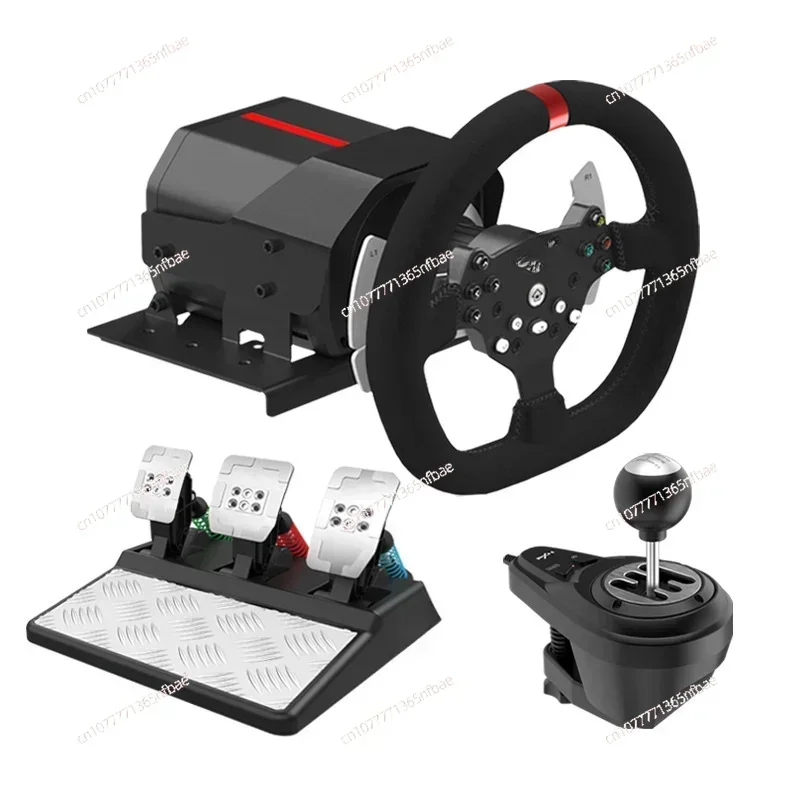 V10 Force Feedback Racing Game Steering Wheel 900 Degrees Compatible with PC