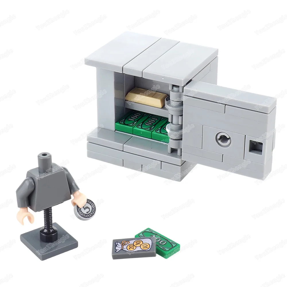 ตัวต่อกันขโมย ชุดตัวละคร MOC พร้อมเหรียญ กล่องเก็บของนิรภัย อุปกรณ์ล็อครหัส ชุดเครื่องมือ ฉากจำลอง ของขวัญ ของเล่น