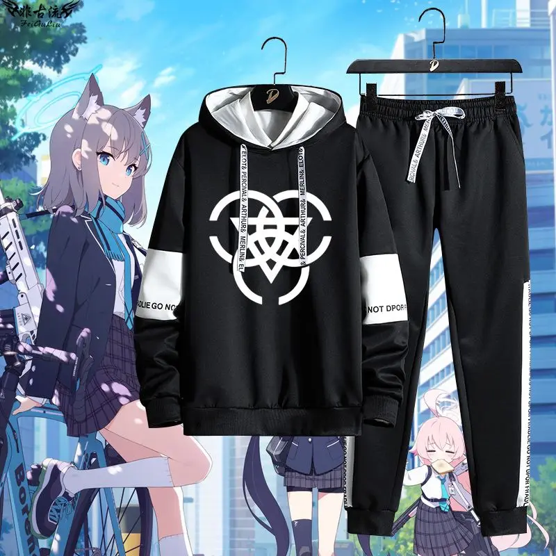 Anime Blue Archive Trinity Abydos College Logo Sweatshirts Trousers Cosplay Boys and Girls Costume Sets Birthday Gift