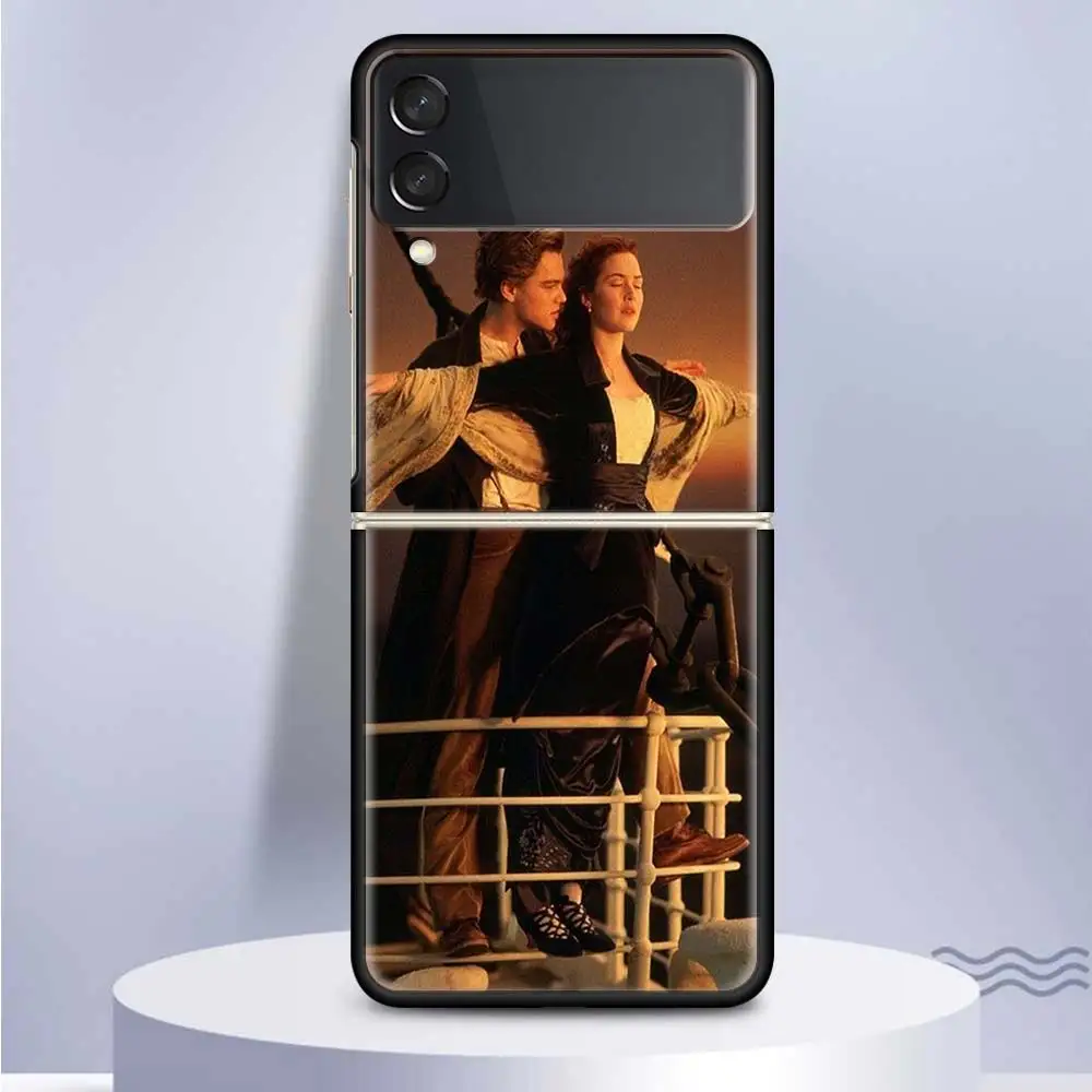 Titanic filme rosa jack coque caso do telefone para samsung galaxy z flip 4 3 5g preto capa dura zflip 3 4 luxo à prova de choque para carros fu