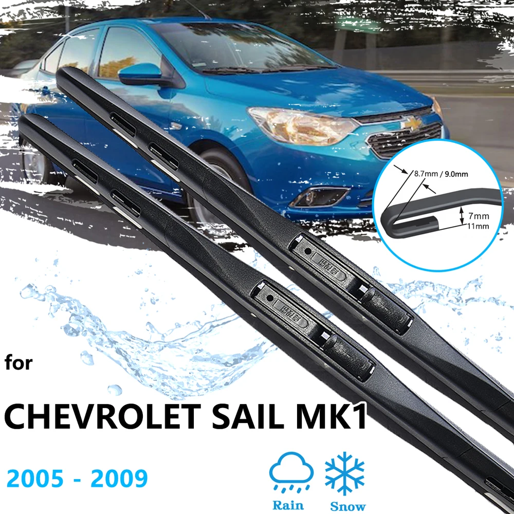 2x For Chevrolet Sail Corsa Plus MK1 2005 2006 2007 2008 2009 Car Wipers Blades Washer Accessories Front Auto Window Windscreen