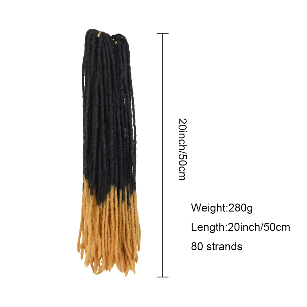 

20 Inch Ombre pro Locks Crochet Hair Extensions Soft Synthetic Dreadlocks 40 Stands Pack Women's Braiding Hair