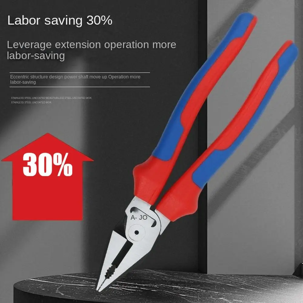 1Pcs Steel Wire Wire Pliers Multi-Functional Labor-Saving Electrician Tool with Nonslip Handle 7/8/9 inch Flat Mouth Pliers