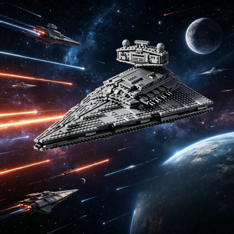 Nuevo Modelo de Nave Espacial de Combate Gris MOC, Bloques de Construcción, Adornos Decorativos para el Hogar, Regalos para las Fiestas
