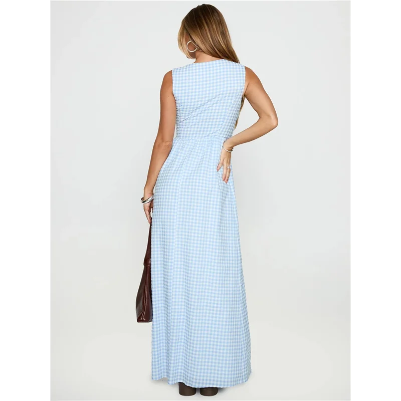 CYL-Women الخامس الرقبة فستان ماكسي بوهو فلوي فستان طويل الأزهار فضفاضة تناسب الصيف فستان الشمس Y2K الخروج فساتين الشاطئ