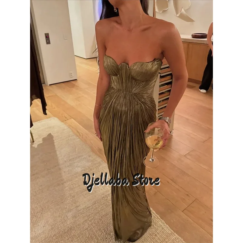 현대 인어 이브닝 드레스 민소매 연인 긴 댄스 파티 드레스 사우디 아라비아 공식 주름 댄스 파티 드레스 맞춤형
