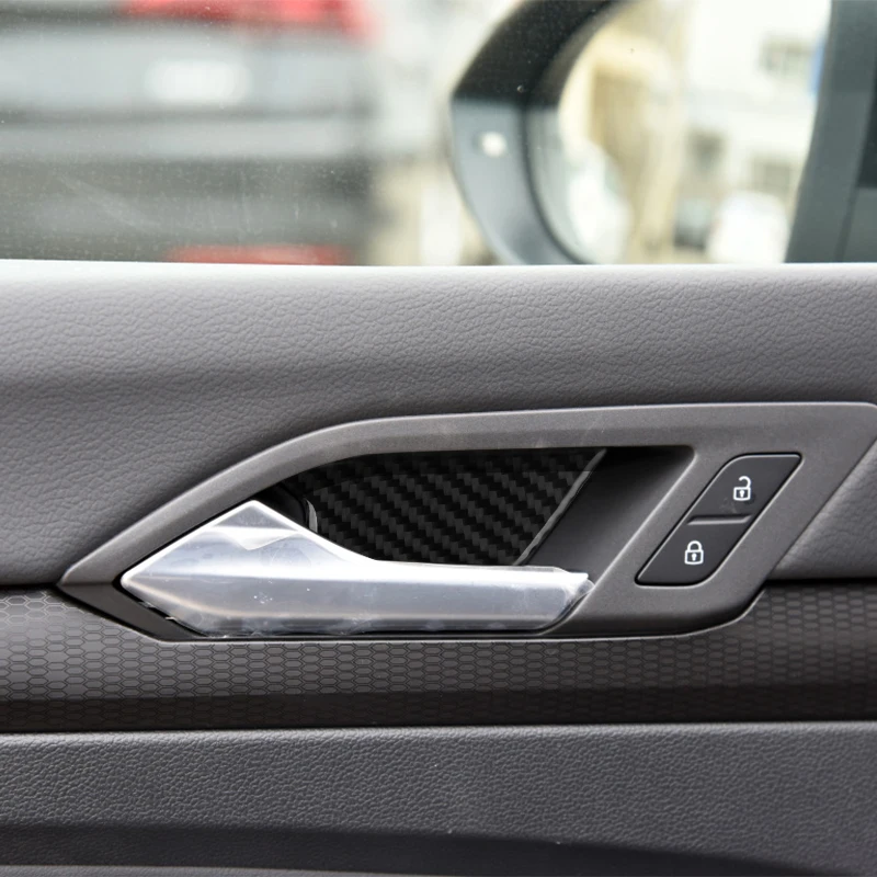 For Volkswagen Vw Golf 8 Mk8 2020 2021 4pcs Carbon Fiber Door Handle Bowl Cover Trim Car Interior Accessories decoration Sticker