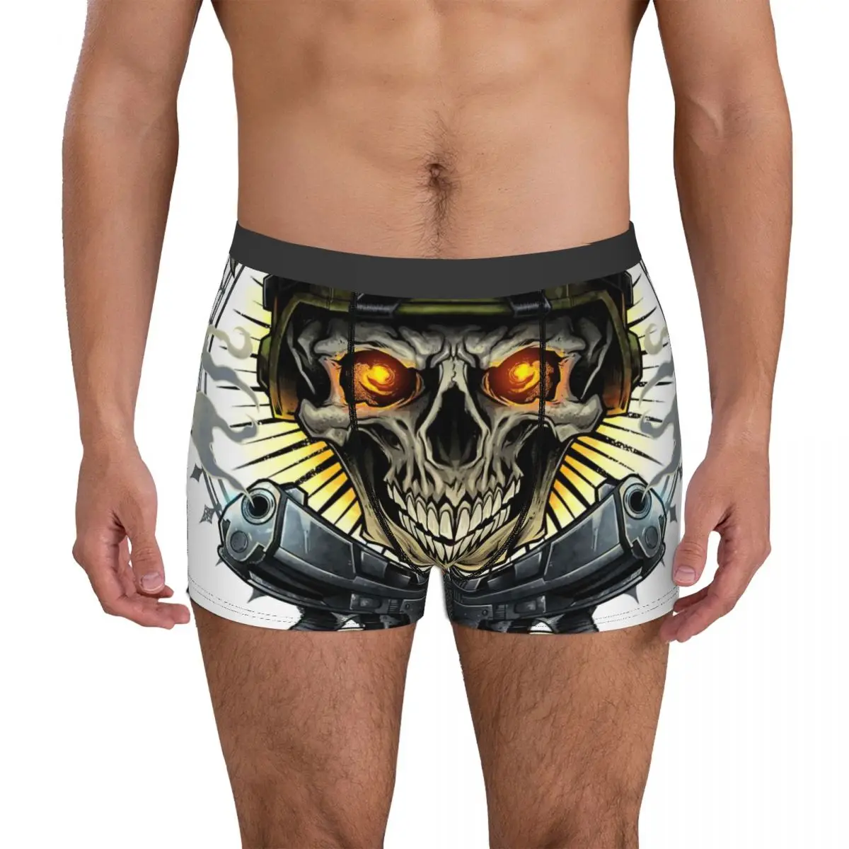 Skull Soldier And Guns Underpants Cotton Panties Men's Underwear Ventilate Shorts