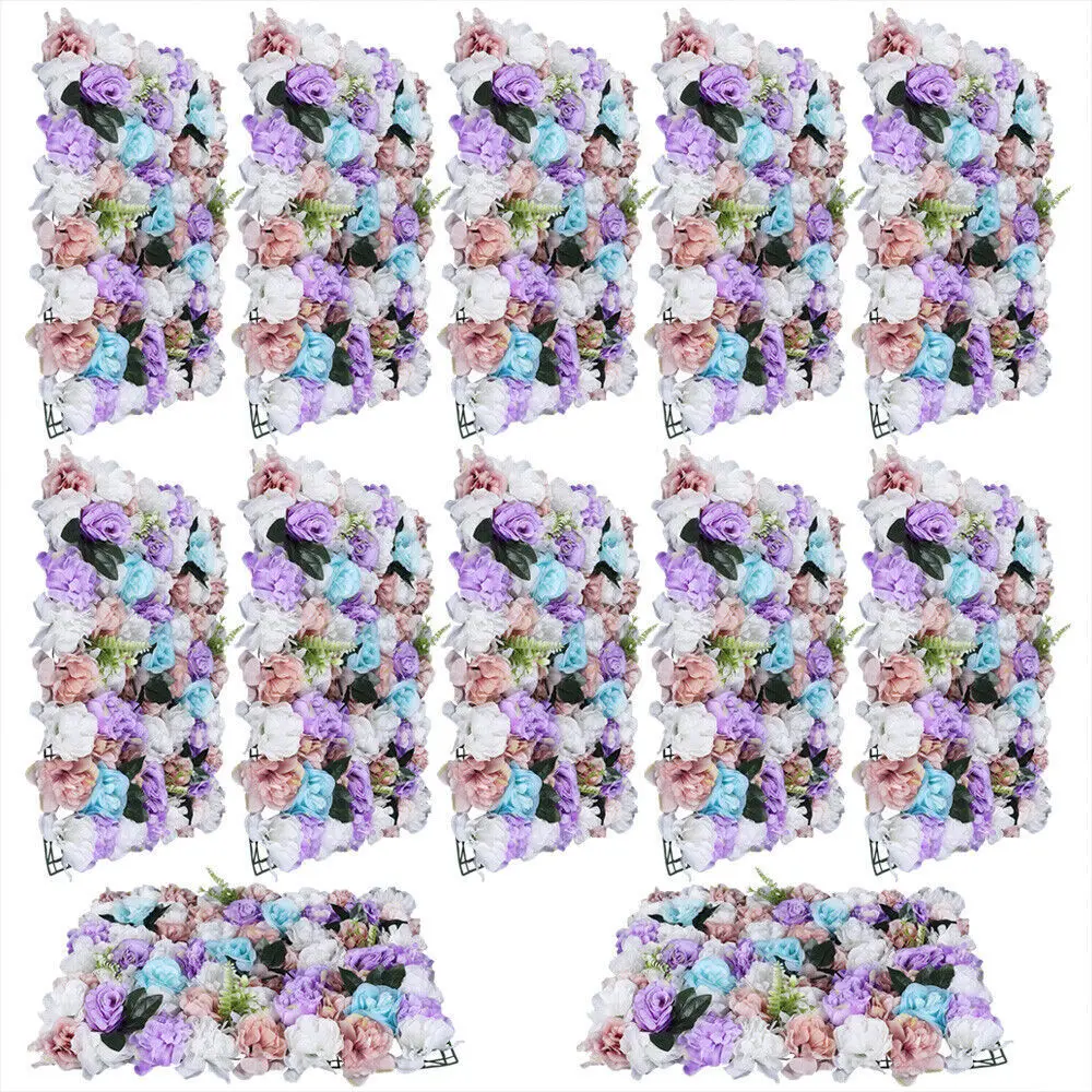 12 Pcs Artificial Flower Wall Panels 60*40cm Floral Backdrop Wedding Party Decor
