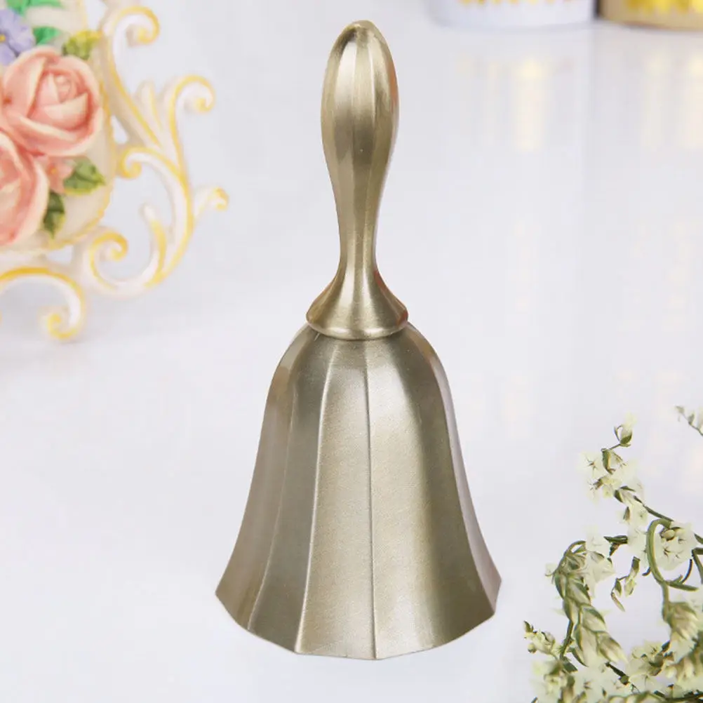 Hand Bell Retro Zinc Alloy Sturdy Lightweight Restaurant Call Service Bell for Bar Hotel Dining Hall Bronze