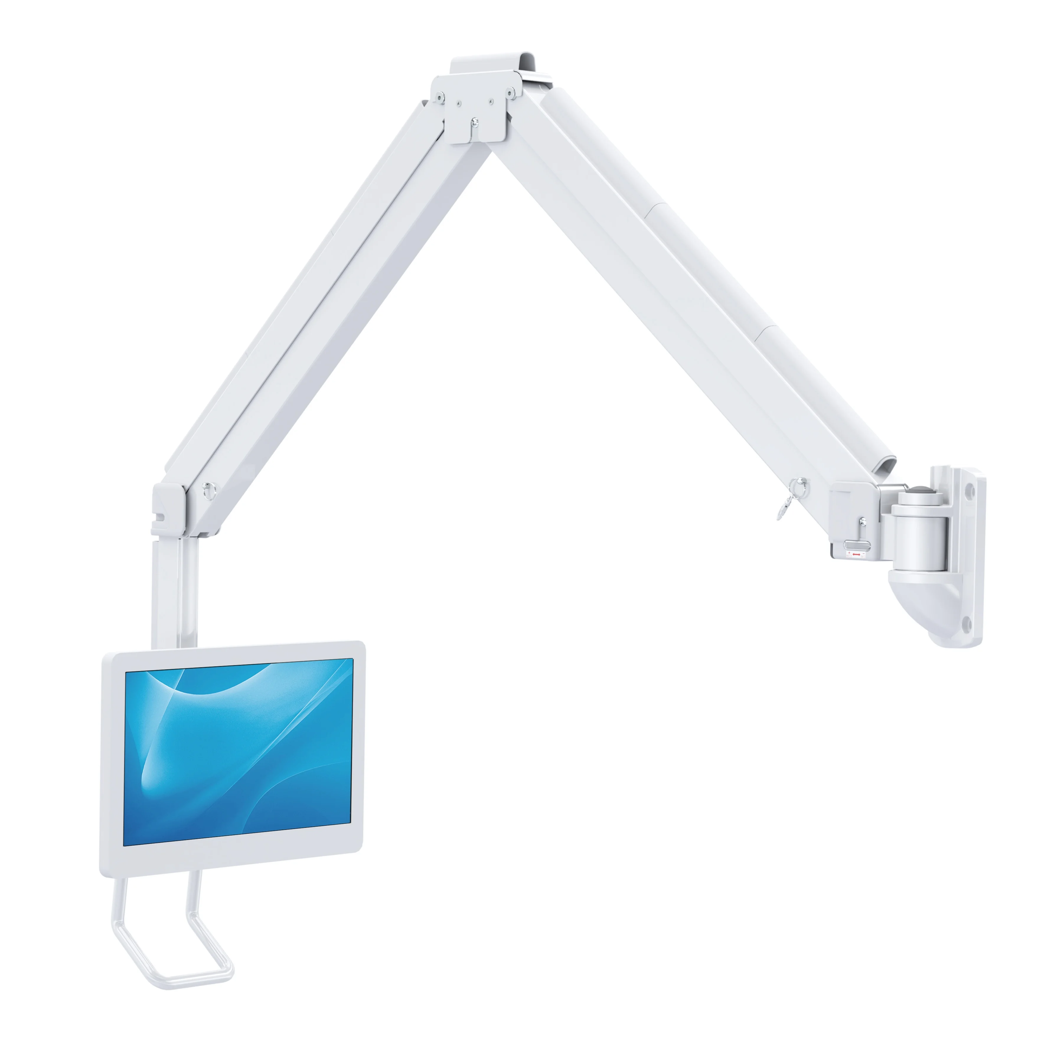 Compatible with full motion medical rotatable folding back LCD TV wall mounted healthcare arm tiltable swing arm monitor cart