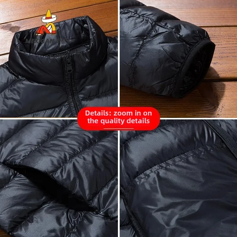 

Lightweight Cotton down Jaet ort Sle Men's Autumn Winter New Korean Version Faionable Stand Collar Youth Ultra Thin O...