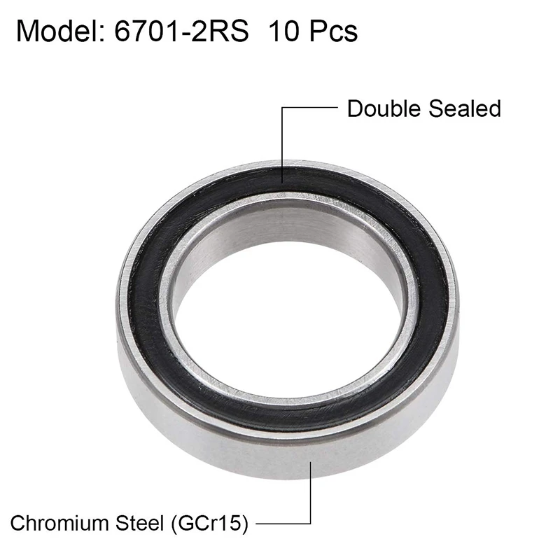 30PCS 6701-2RS 12X18X4 Mm Miniature Double Rubber Sealed Deep Groove Ball Bearings image 3